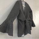 Neiman Marcus NM  Tie-Front Top - Small - Black and White Striped Blouse Photo 1