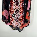 Signature Studio  Boho Sheer Tank Top Black Pink Mixed Pattern Crochet Size L Photo 3