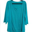 Coldwater Creek  100% Cotton Eyelet Turquoise T-Shirt - Size 2X Photo 0