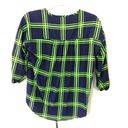 Peach Love California *LAST CHANCE*  navy green plaid blouse Photo 2