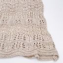 Saint Tropez West  Boho Linen Cotton Open Knit Crochet Tank Top Beige Size Small Photo 3