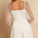 White Dress With Mesh Sleeve Photo 1