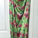 Pretty Little Thing  Green Pink Floral Satin Cowl Neck Maxi Dress Size Large Photo 0