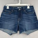 The Loft  Shorts Womens 27/4 Blue Denim Jean Frayed Hem 4" Inseam Dark Wash Summer Photo 0