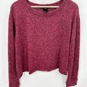 Agnes & Dora  Top Women XL Burgundy Red Long Sleeve Cut Off Crew Neck Cropped Photo 7