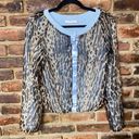 Rebecca Taylor  Blue Leopard Animal Print Cardigan Sweater Women's Size Small Photo 0