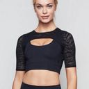 Good American  Black Midnight Mesh Top Long Line Activewear Sports Bra 0 XS NWT Photo 0