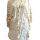 Rebellion  Again women's crochet cream colored long kimono size medium Photo 0