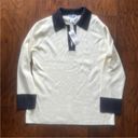 Loft NWT Ann Taylor  size M cream sweater with navy cuffs and collar Photo 0