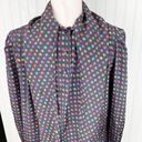 Doncaster Vintage  Two Piece Blouse Blazer Jacket Set Black Rainbow Plaid Size 6P Photo 5