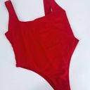 Boohoo Square Neck One Piece Red Swimsuit Size 10 Photo 3