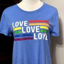 Well Worn  Womens T-Shirt Love Rainbow Blue Graphic Short Sleeve Front Knot M Photo 1