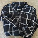 Victoria's Secret victoria secret black and pink plaid flannel button up long sleeve pajama shirt. size large Photo 1