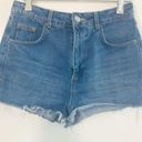 Topshop  Medium Wash Moto Mom Raw Hem Denim/Jeans Cut Off Shorts-Size 6 Photo 1