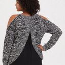 Torrid  Womens Sweater Sz 4 4X 26 Black White Marled Pullover Chiffon Underlay Photo 0