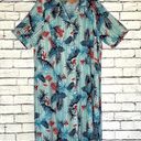 SheIn Curve Palm and Fern Leaf Pattern Short Sleeve Maxi Shirt Dress Photo 0