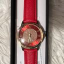 Croton Manhattan by  Wristwatch Red Buckle Band Roman Numerals Gold Tone Photo 0