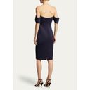 Badgley Mischka  Off-the-Shoulder Pleated Bustier Scuba Dress Navy Womens Size 12 Photo 4