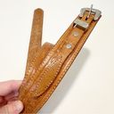 Tooled Leather Western Southwestern Buckle Waist Belt Tan Photo 3