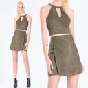 Bebe NWT  Vera Vegan Suede High Waisted Faux Wrap Mini Skirt Green Y2K Party 2 Photo 1