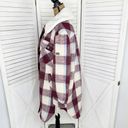 Koolaburra by Ugg Plaid Fuzzy Sherpa Collar Faux Wool Shacket Maroon Small Red Photo 1