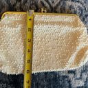 Vintage Lumured Ivory Beaded Clutch Hand Bag Purse Gold Clasp Wedding Formal Photo 3