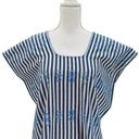 Tuckernuck  Blue Stripe Mini Sullivan Embroidered Canvas Caftan Sun Dres, Size S Photo 5