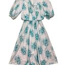 Unique Vintage Vintage 70's Green Floral Print Secretary Dress Womens Sm 4-6 Blouson Fit Flare Photo 0