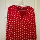 Market & Spruce  Red Print Split V Neck 3/4 Sleeve Blouse size XL Photo 5