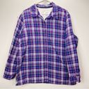 LL Bean Purple Plaid Sherpa Fleece Lined Flannel‎ Shirt Jacket Shacket LARGE Photo 1