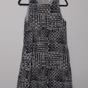 Garnet Hill  Linen Fringe Hem A-Line Dress Black Beige Geometric Jewel Neck 6 Photo 13