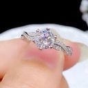 18K White Gold Plated Adjustable 1 CT CZ Diamond Wedding Ring for Women Silver Photo 4