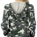 Honey Punch  Camo Half Zip Distressed Hoodie Green Size Large NWT Photo 1