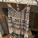 Angie  Black White Mini Dress Strappy 100% Rayon Aztec Design Summer Lightweight Photo 0