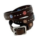 Dockers  vintage 90s Y2K floral embroidered brown leather belt size medium M Photo 6