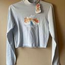 Teddy Fresh  X Care Bears Long Sleeve Collared Crop in Baby Blue Size Medium Photo 0