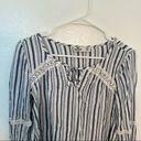 Hollister  Cropped Long Sleeve Top White Blue/Gray Stripes Photo 3