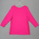 Lane Bryant  Women Shirt Size 14 Pink Stretch Preppy Beaded Scoop Chic 3/4 Sleeve Photo 2