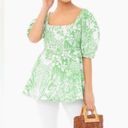 Tuckernuck  NWT Green Garden Floral Nealy Corset Top Puff Sleeve size S Photo 2