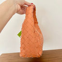 Anthropologie NWOT By  Leather Woven Top handle Bag Orange Women's Photo 2