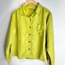 Chico's  Shirt Womens Large Green Faux Suede Button Down Front Pocket Casual Photo 2