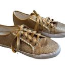 Jack Rogers  Carter Glitter Sneakers Metallic Gold Lace Up Sparkle Photo 2