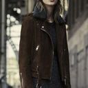 All Saints Plait Western Biker Suede Jacket Size 2 US Brown Goat Photo 4