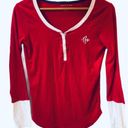 Tommy Hilfiger Red Retro PJ Henley Top Monogram Loungewear M Photo 0