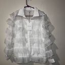 Edge NWT S’ White Sheer Long Sleeve Tiered Women Blouse Size XS Photo 1