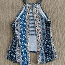 Vintage Havana  Blue Patterned Open Back Racerback Tank Top Photo 6