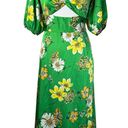 Collective Concepts  Floral Puff Sleeve Cutout Midi Dress Green Yellow L Photo 2