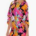 Trina Turk  Gemini Floral Print Cover Up Tunic Dress Drape Sleeve Swim Top Photo 4