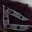 PINK - Victoria's Secret FLAW  L Maroon Drawstring Elastic Pocket Cuffed Sweatpants Photo 4