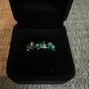 Gorgeous Stainless Steel Silver and Faux Emerald Ring Size 8 Photo 0
